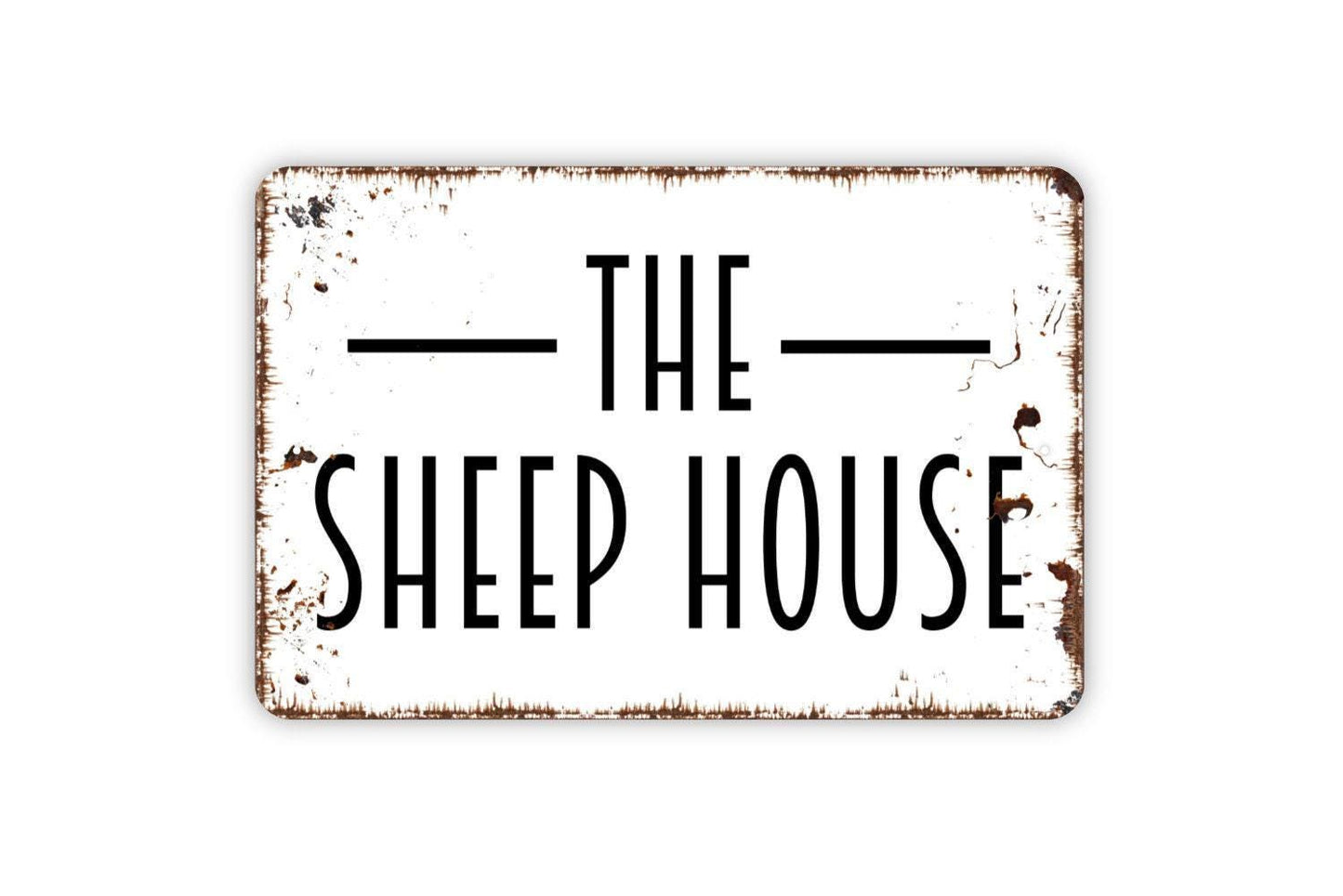 The Sheep House Sign | Farmhouse Sheep Sign | Personalized Family Name Sign | Custom Metal Sign or Vinyl Sticker | Rustic Farm Decor