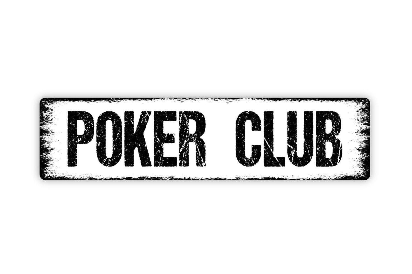 Poker Club Sign | Rustic Game Room Wall Decor | Casino or Man Cave Sign | Custom Metal Sign or Vinyl Sticker | Bar or Lounge Wall Art