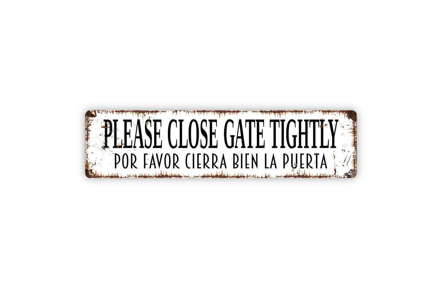 Please Close Gate Tightly Sign | Bilingual Gate Wall Decor | Por Favor Cierra Bien La Puerta | Metal Sign or Vinyl Sticker