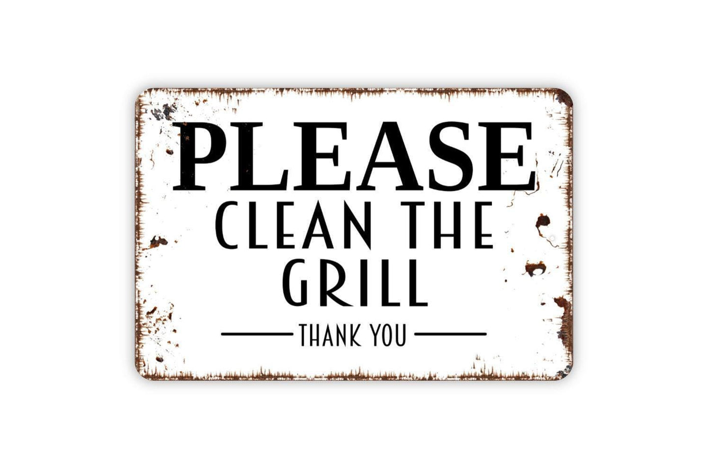 Please Clean The Grill Thank You Sign | Rustic BBQ Wall Sign | Outdoor Kitchen or Patio Decor | Custom Metal Sign or Vinyl Sticker