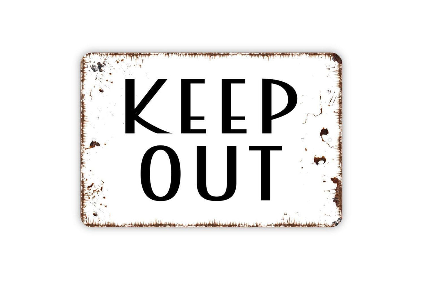 Keep Out Sign | Warning Private Property Wall Decor | Metal Sign or Vinyl Sticker for Fence Gate Door Yard Garage