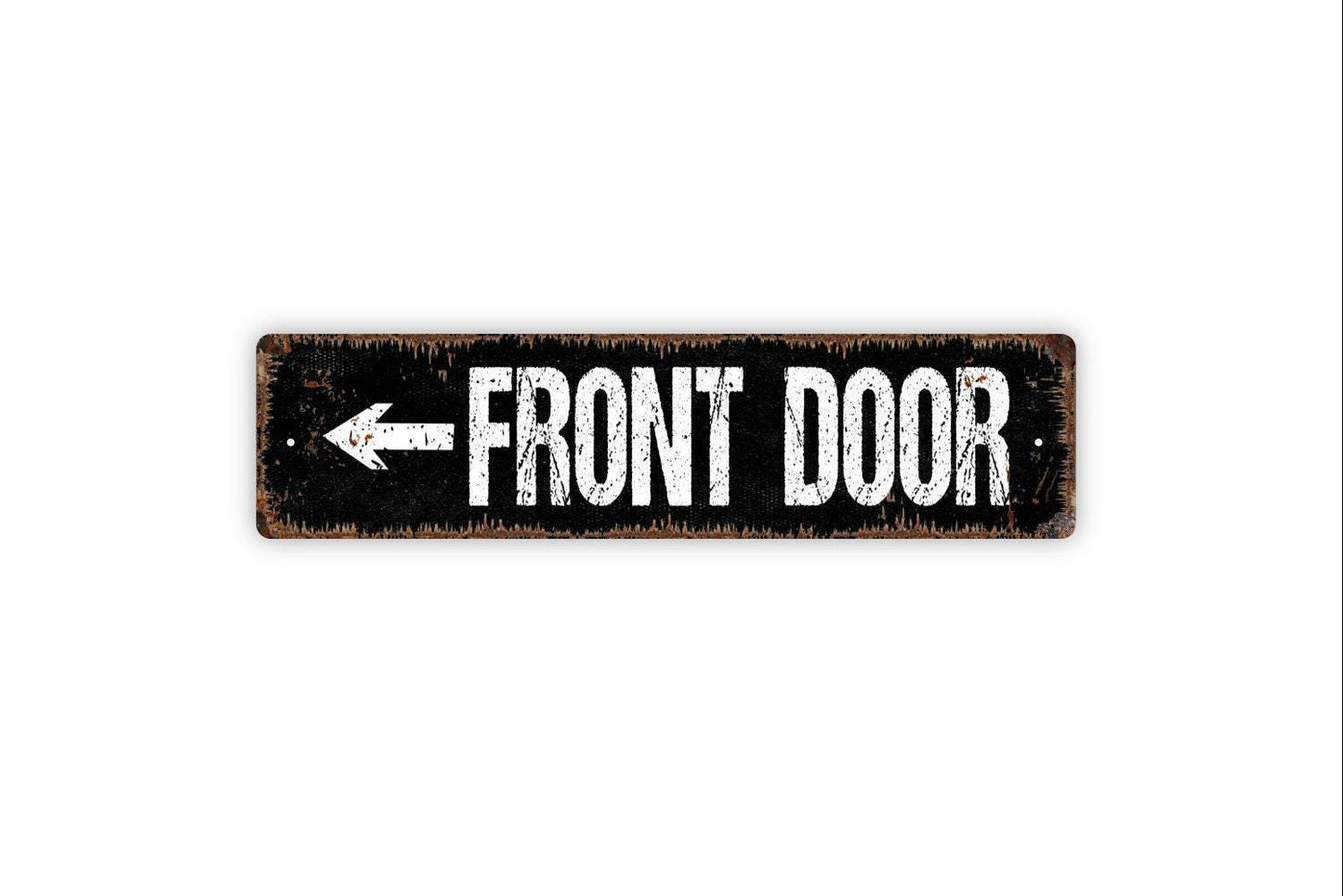 Front Door with Arrow Sign | Entryway Direction Sign | House Door Wall Sign | Rustic Entry Decor | Metal Sign or Vinyl Sticker