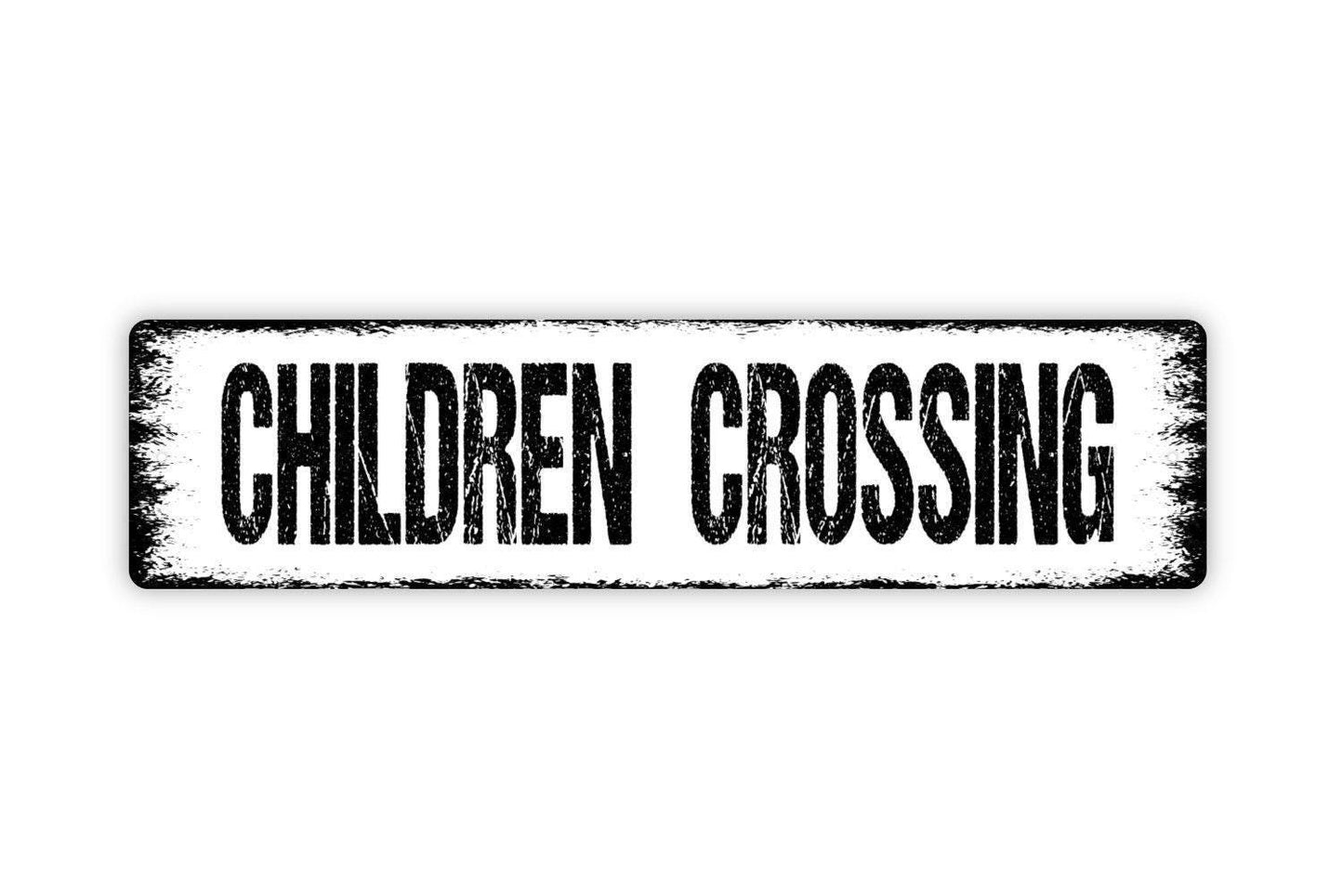 Children Crossing Sign | Rustic Safety Wall Decor | Farmhouse Yard or Driveway Sign | Custom Metal Sign or Vinyl Sticker | Outdoor Warning