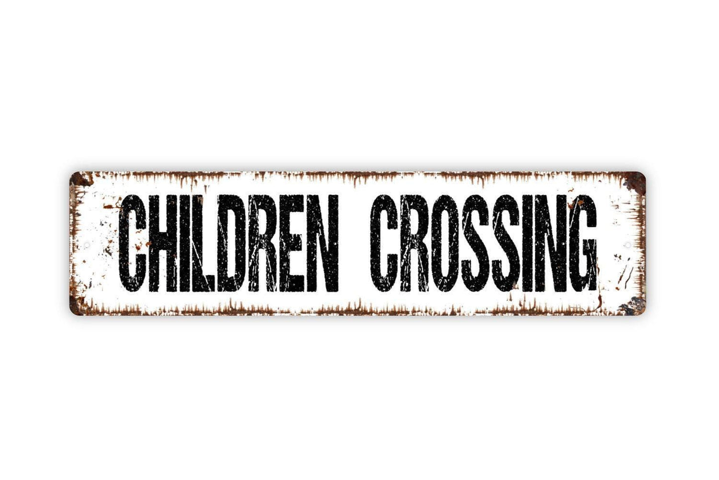 Children Crossing Sign | Rustic Safety Wall Decor | Farmhouse Yard or Driveway Sign | Custom Metal Sign or Vinyl Sticker | Outdoor Warning