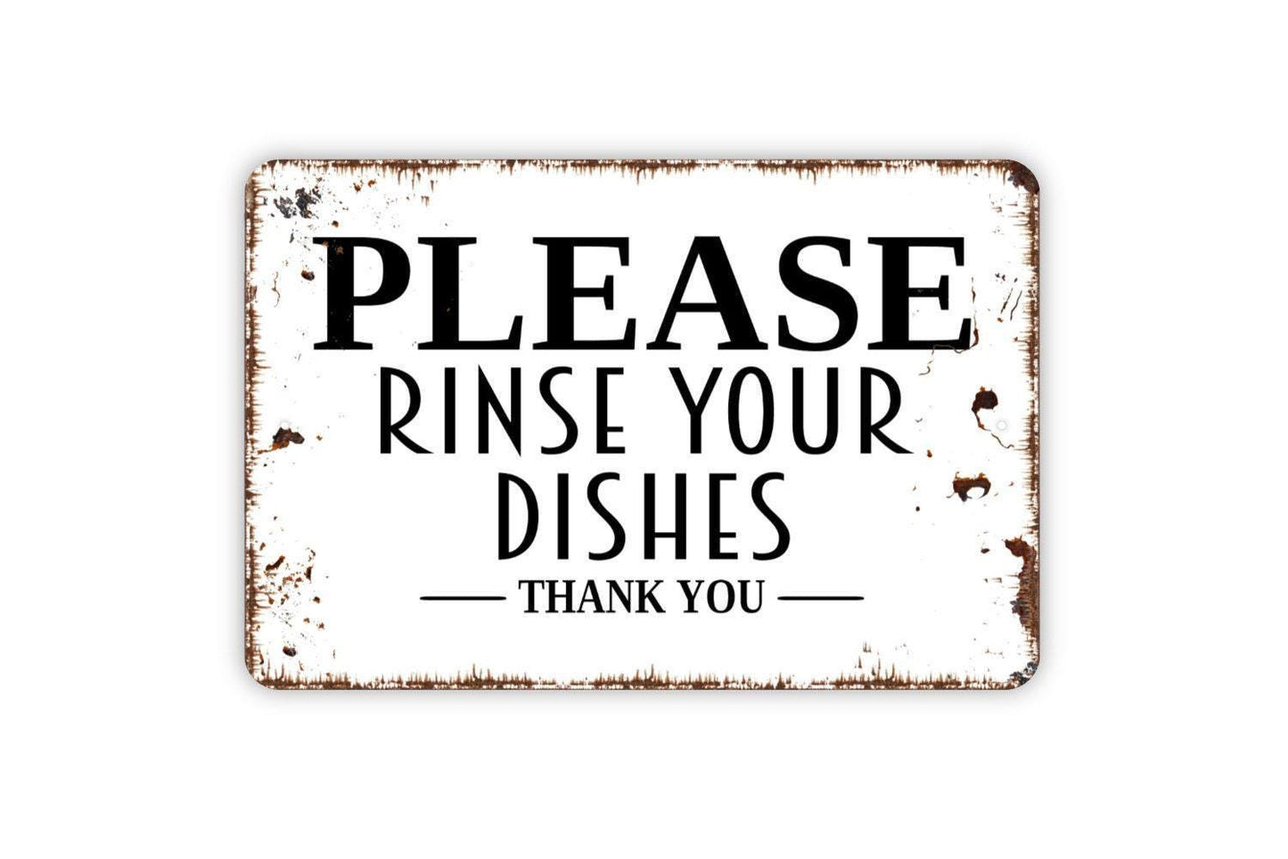 Please Rinse Your Dishes Thank You Sign | Kitchen Sign | Rustic Farmhouse Wall Decor | Metal Sign or Vinyl Sticker | Dishwashing Reminder