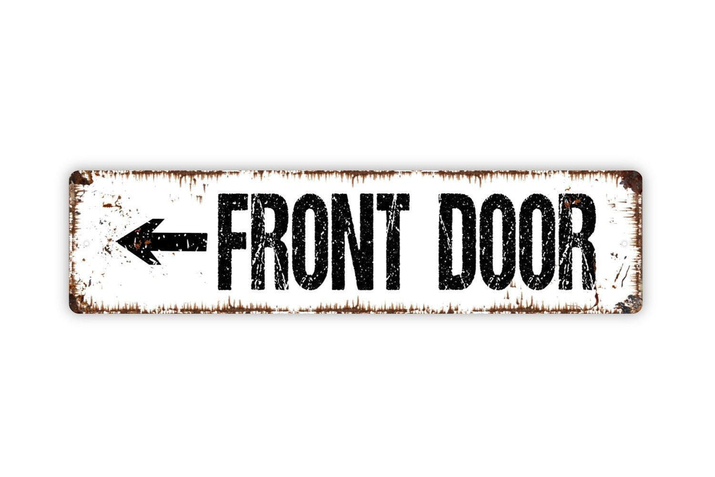Front Door with Arrow Sign | Entryway Direction Sign | House Door Wall Sign | Rustic Entry Decor | Metal Sign or Vinyl Sticker