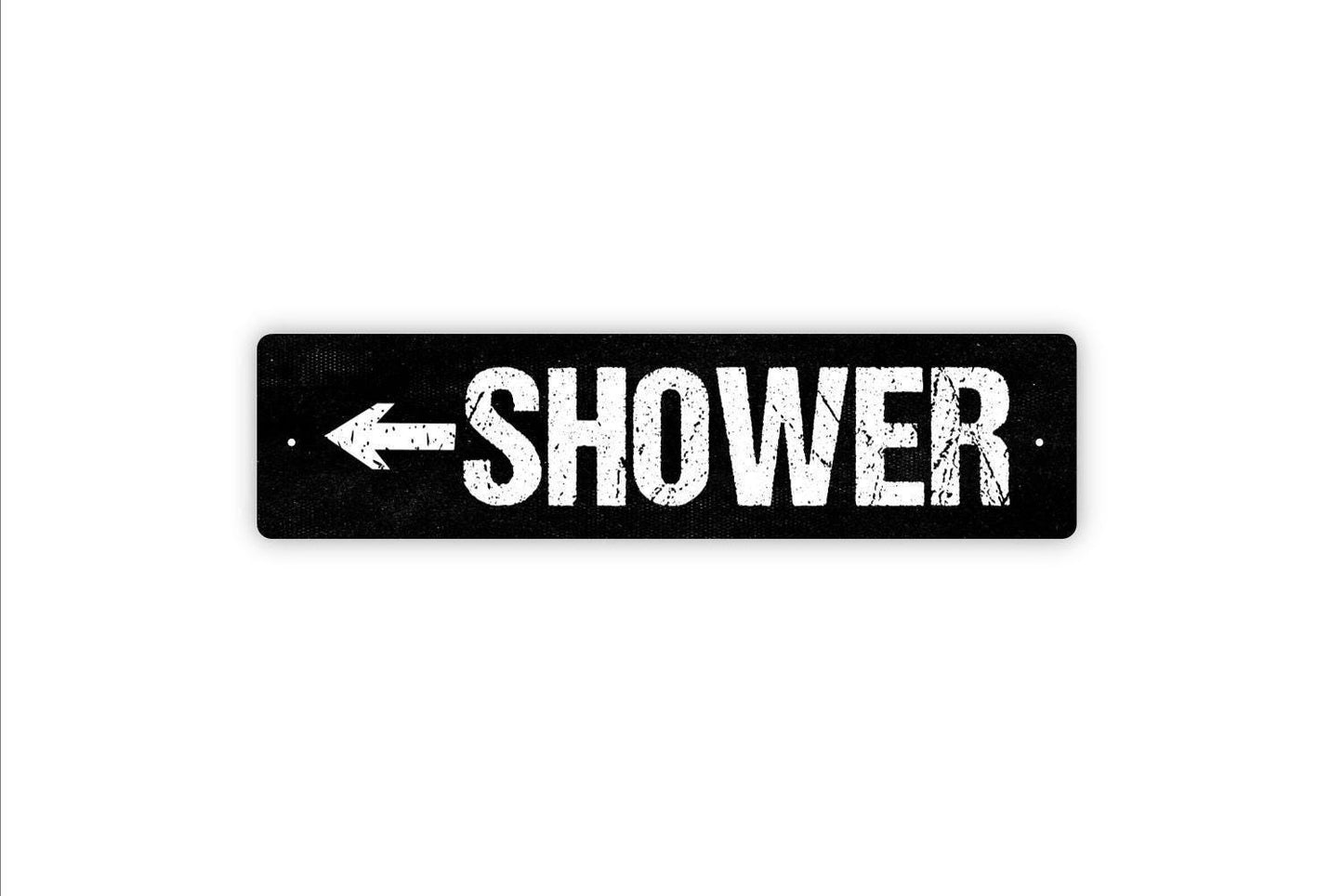 Shower With Arrow Sign | Bathroom, Spa, or Pool Directional Wall Sign | Shower Arrow Metal Sign or Vinyl Sticker Home & Guest Bath Décor