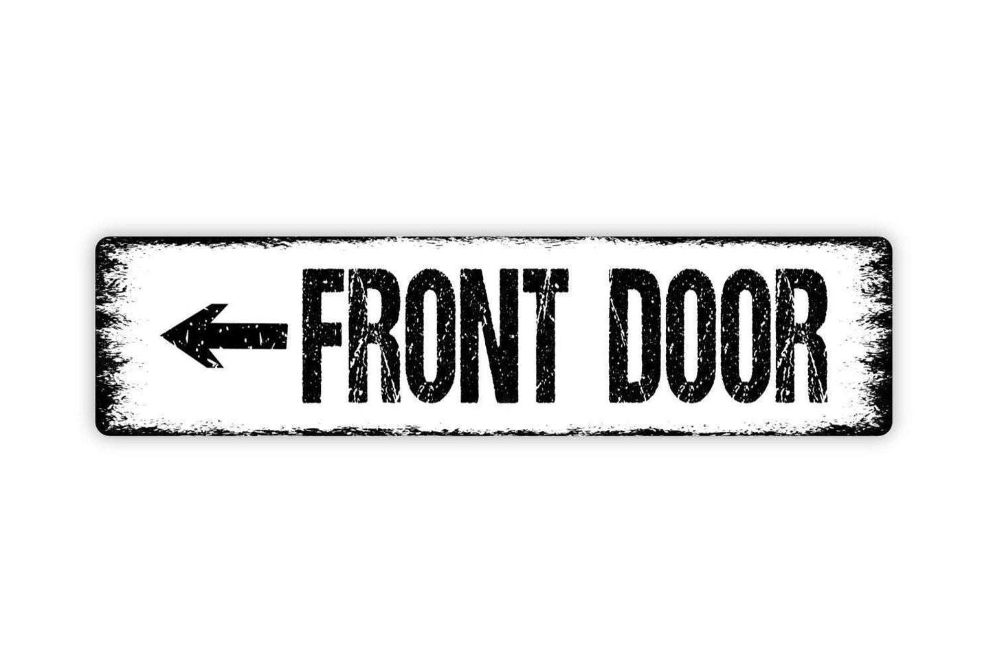 Front Door with Arrow Sign | Entryway Direction Sign | House Door Wall Sign | Rustic Entry Decor | Metal Sign or Vinyl Sticker