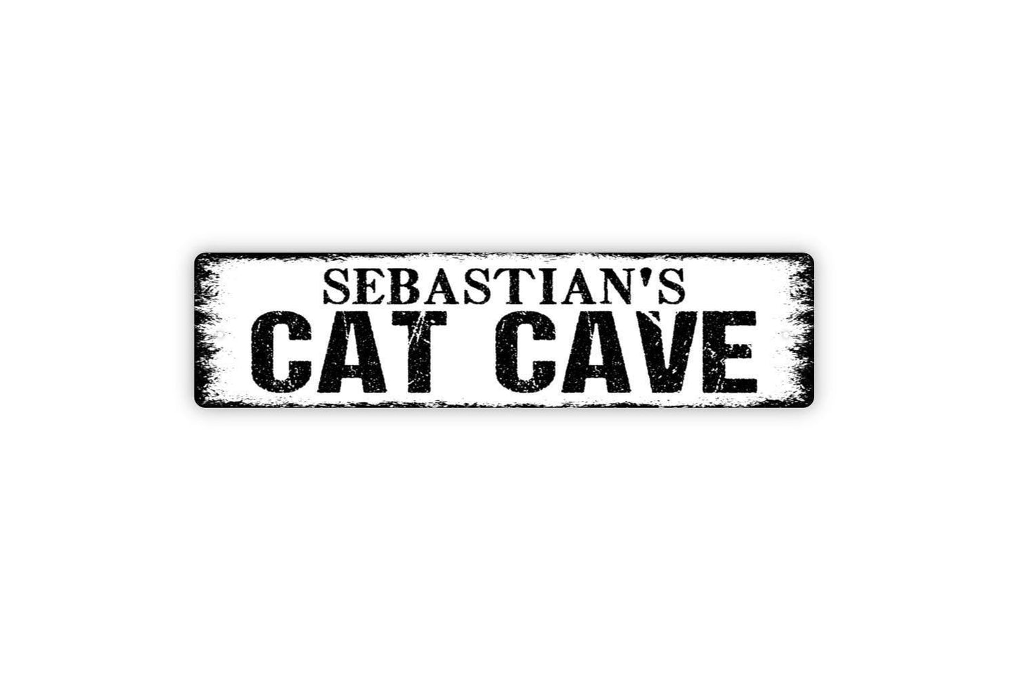 Personalized Cat Cave Sign, Custom Metal Sign, Vinyl Sticker Or Street Sign or Door Name Plate Plaque