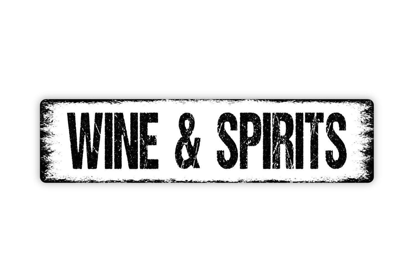 Wine & Spirits Sign | Rustic Bar Wall Decor | Metal Sign or Vinyl Sticker for Home Bars, Kitchens, Patios, or Liquor Lovers