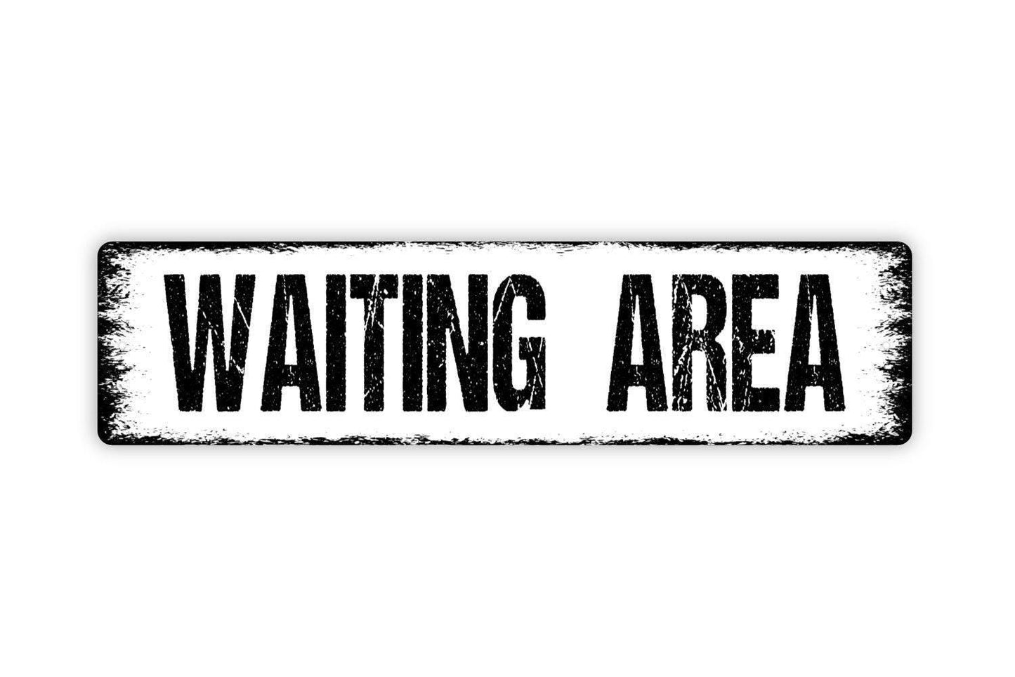 Waiting Area Sign | Business Wall Sign for Office, Lobby, Salon, or Clinic | Farmhouse Style Metal Sign or Vinyl Sticker Reception Décor