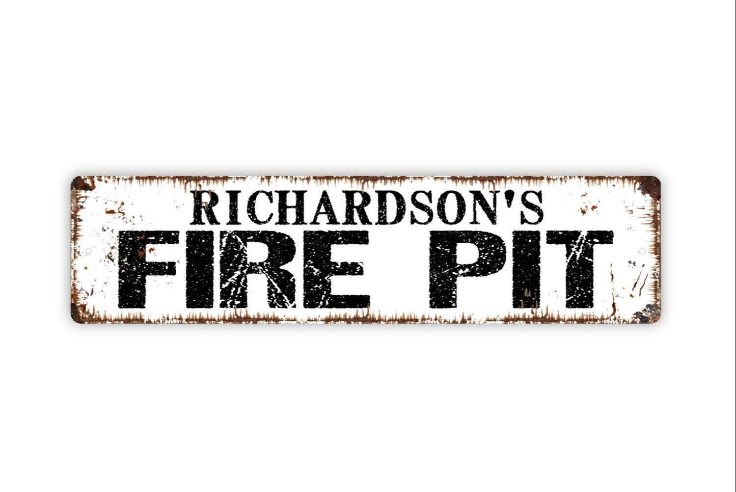 Personalized Fire Pit Sign - Campfire Camping Outdoor Kitchen Vinyl Sticker Or Street Metal Sign or Door Name Plate Plaque