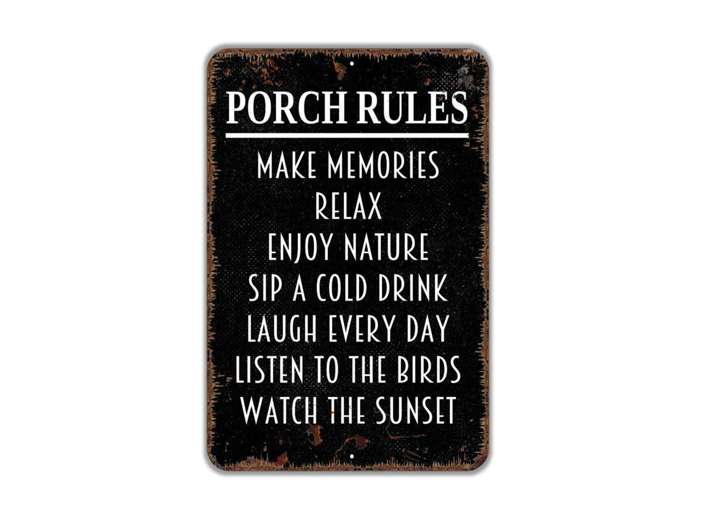 Porch Rules Sign Metal or Vinyl Sticker | Rustic Porch Decor | Farmhouse Patio Sign | Outdoor Relax Sign | Country Home Porch Sticker