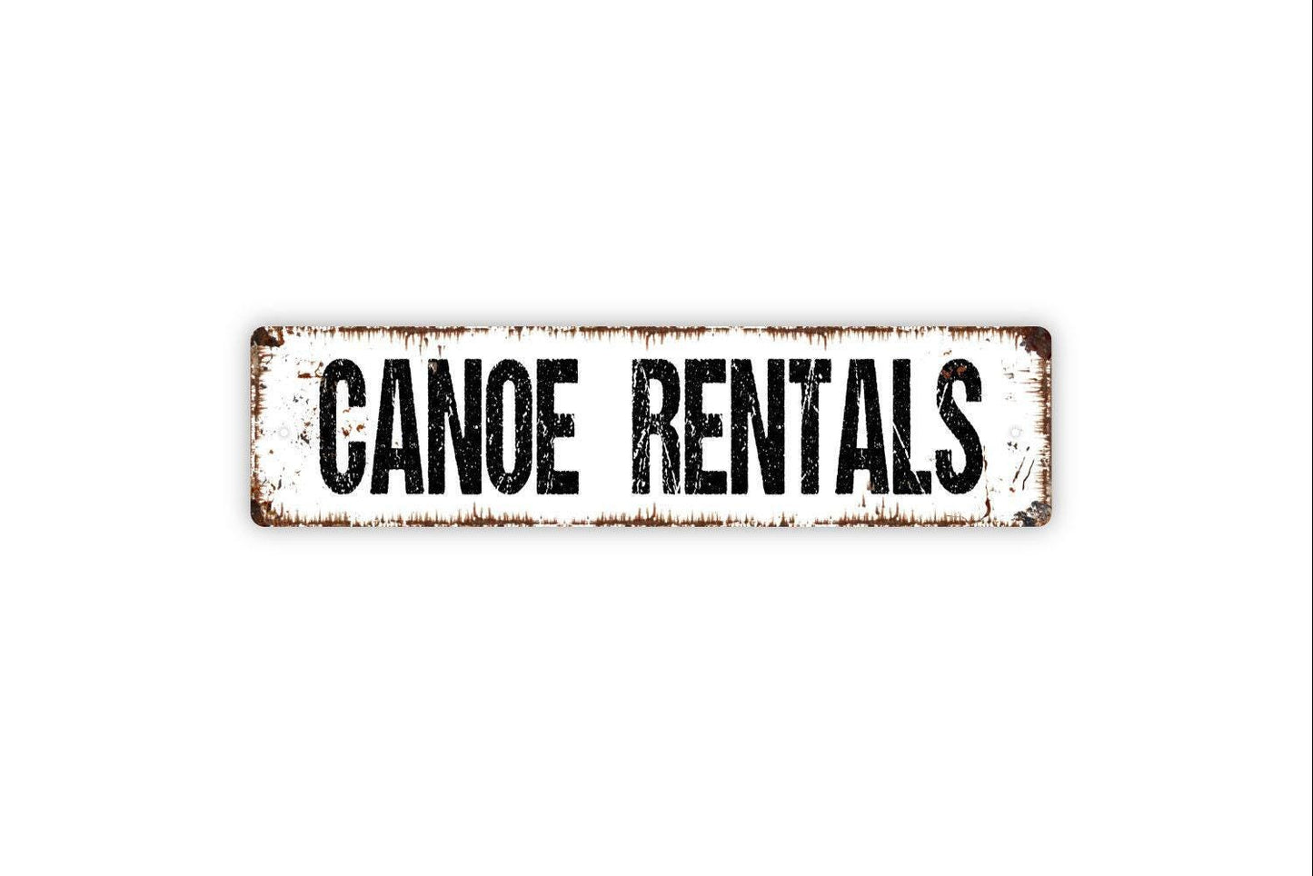 Canoe Rentals Sign | Rustic Lake Cabin, Lodge, or Campground Wall Sign | Lakeside Outdoor Décor Metal Canoe Sign or Vinyl Sticker Gift