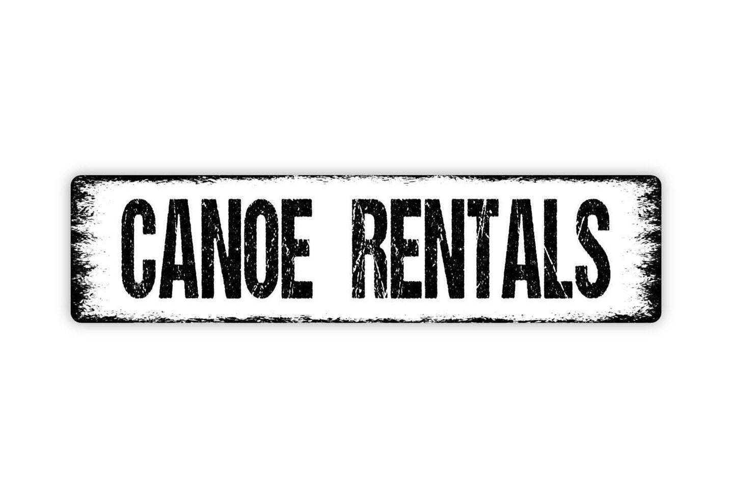Canoe Rentals Sign | Rustic Lake Cabin, Lodge, or Campground Wall Sign | Lakeside Outdoor Décor Metal Canoe Sign or Vinyl Sticker Gift