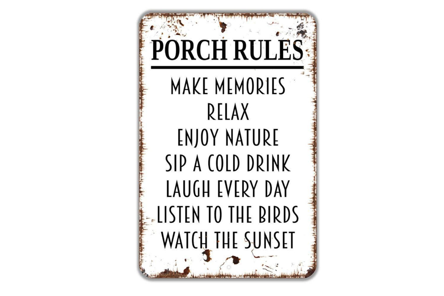 Porch Rules Sign Metal or Vinyl Sticker | Rustic Porch Decor | Farmhouse Patio Sign | Outdoor Relax Sign | Country Home Porch Sticker