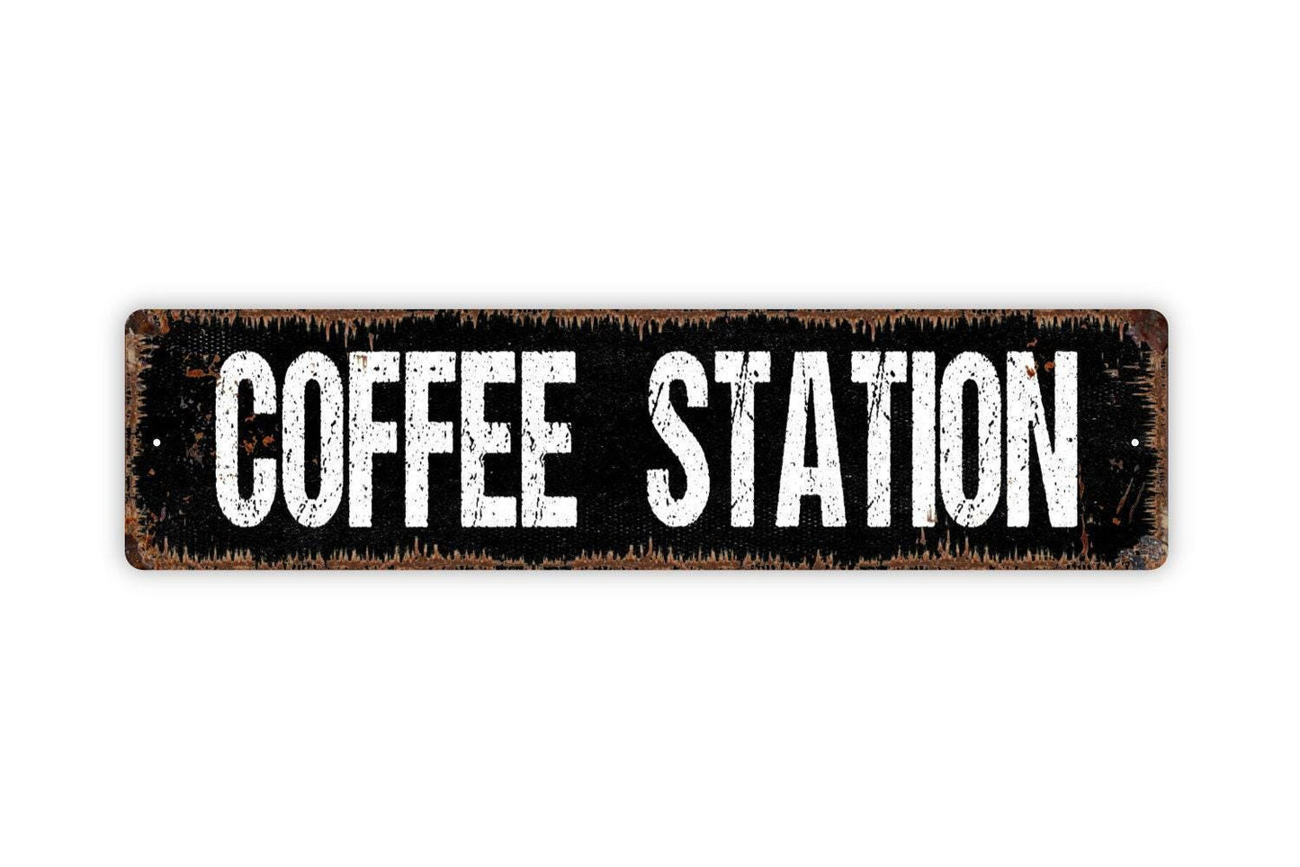 Coffee Station Sign – Coffee Bar Kitchen Wall Decor – Breakroom Cafe Shop Coffee Corner Sign – Office Coffee Area Metal Sign or Sticker