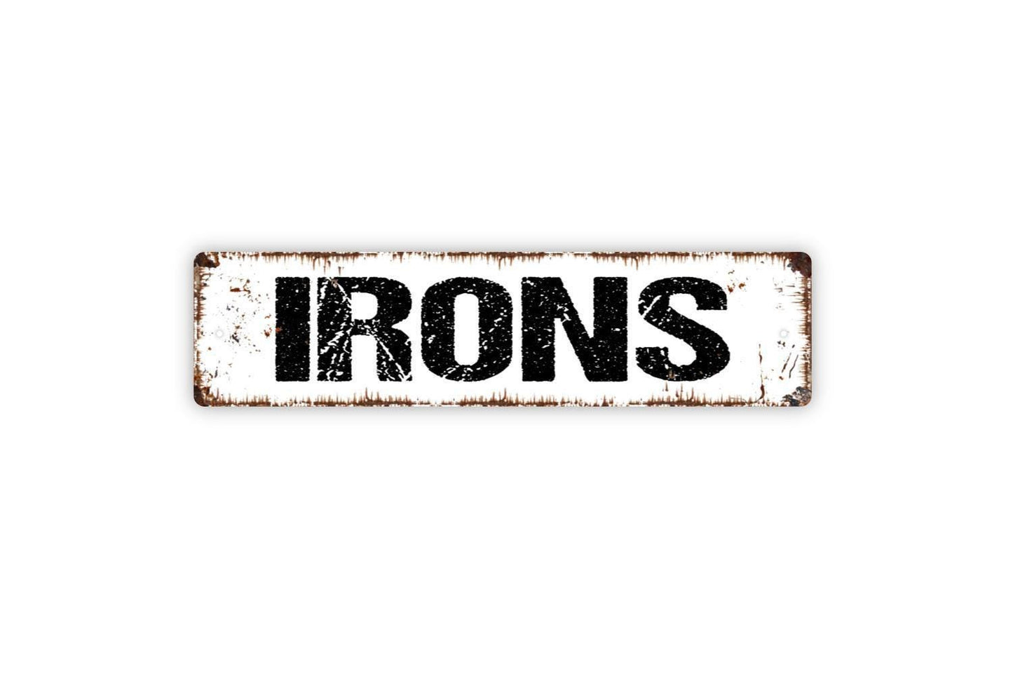 Irons Sign - Hair Salon Stylist Barber Vinyl Sticker Or Street Metal Sign or Door Name Plate Plaque