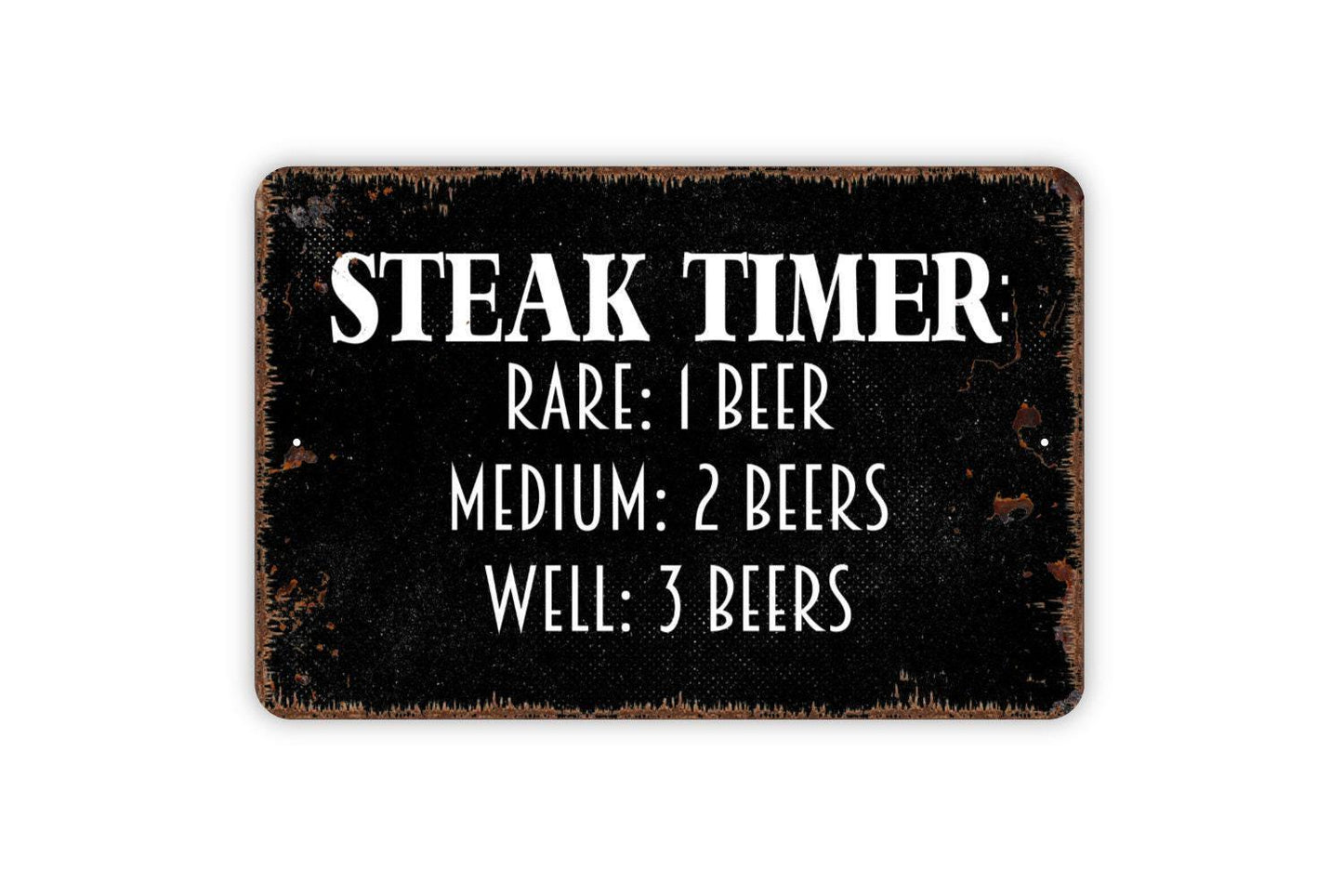 Steak Timer Grill Master Cheat Sheet Rare 1 Beer Sign - Funny Kitchen Wall Art