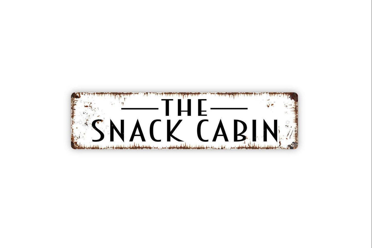 The Snack Cabin Sign Metal or Vinyl Sticker | Rustic Cabin Decor | Funny Kitchen Sign | Lake House Wall Art | Camping Food Gift Sticker