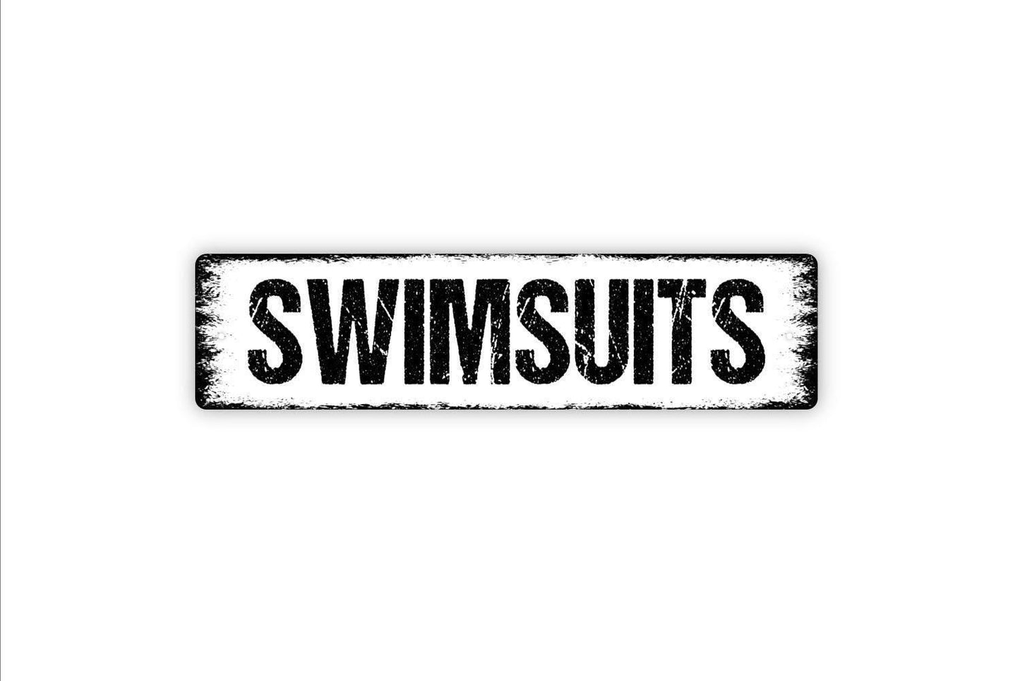Swimsuits Sign - Swimsuit Swimming Pool Shower Bathroom Store Shower House Vinyl Sticker Or Street Metal Sign or Door Name Plate Plaque