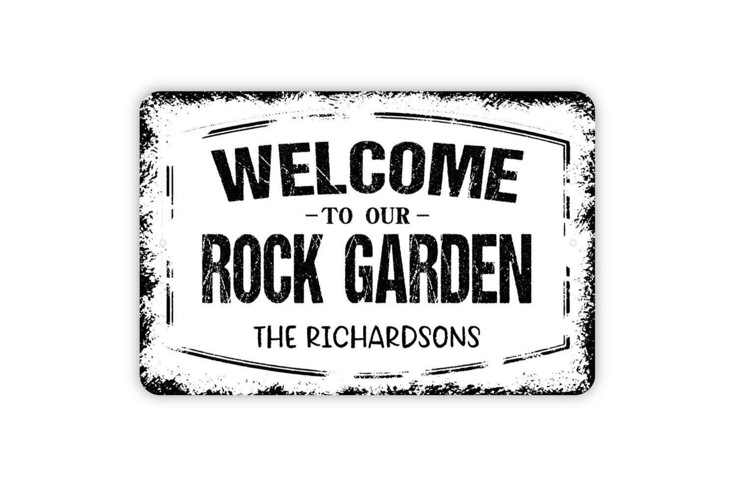 Personalized Welcome To Our Rock Garden Sign - Custom Metal Wall Art Indoor Or Outdoor