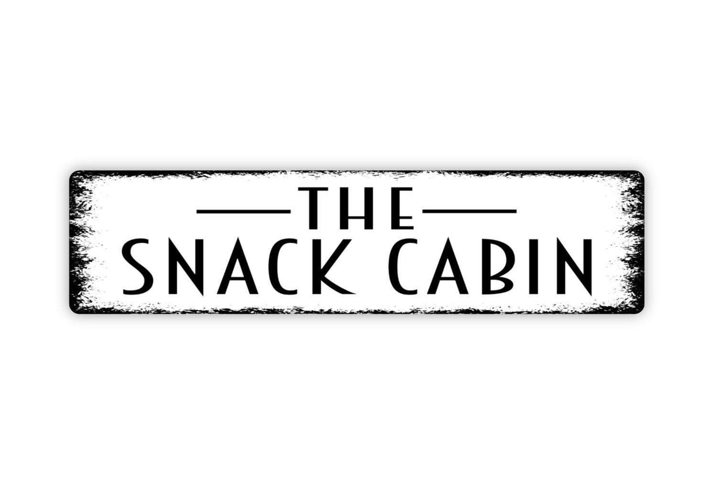 The Snack Cabin Sign Metal or Vinyl Sticker | Rustic Cabin Decor | Funny Kitchen Sign | Lake House Wall Art | Camping Food Gift Sticker