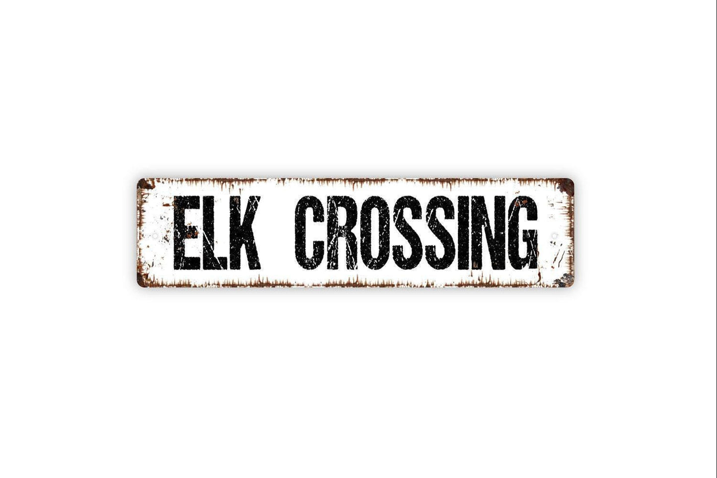 Elk Crossing Sign - Vinyl Sticker Or Metal Street Sign or Door Name Plate Plaque