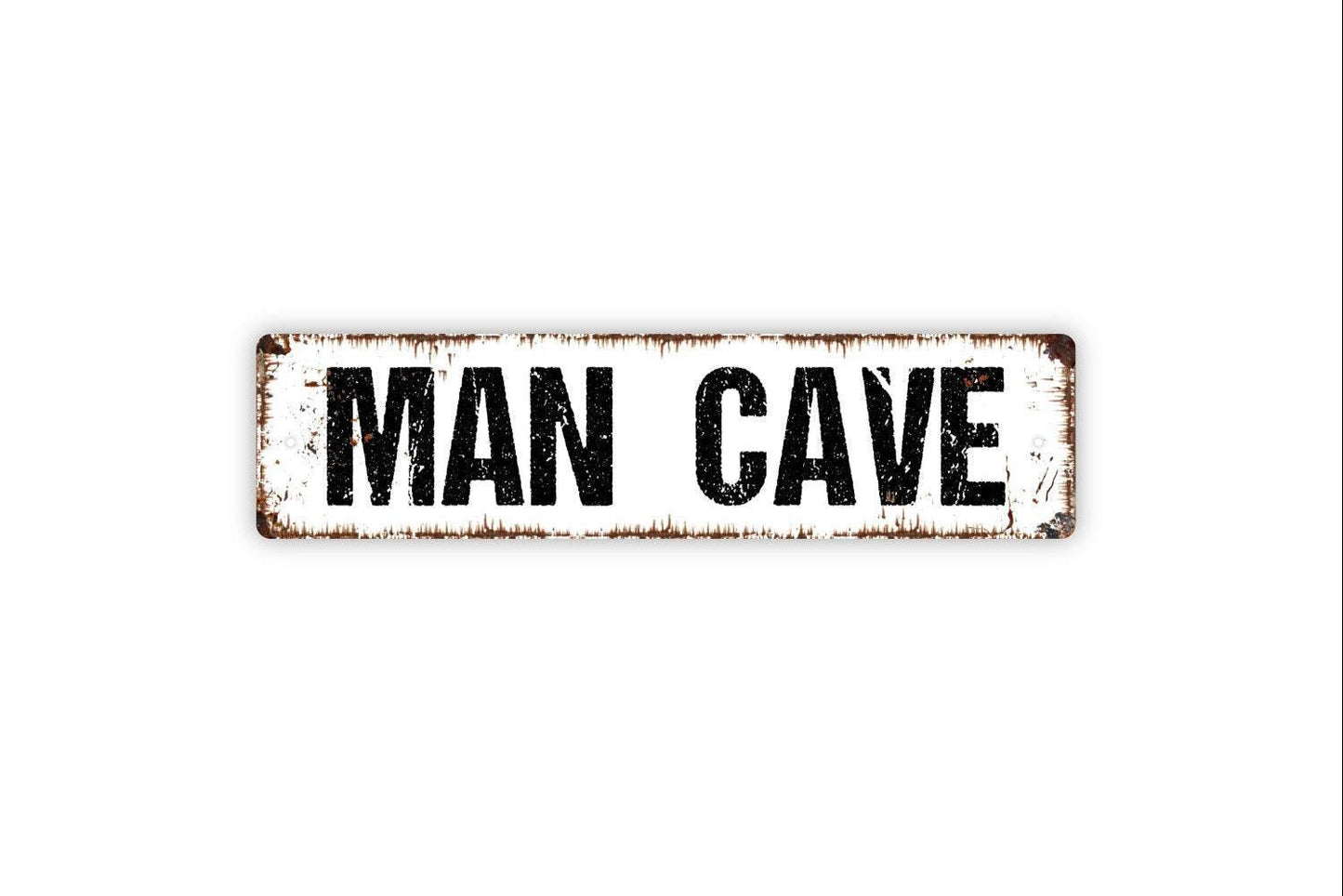 Man Cave Sign Metal or Vinyl Sticker | Funny Garage Wall Art | Rustic Bar Sign | Basement Lounge Decor | Game Room Wall Sign for Men