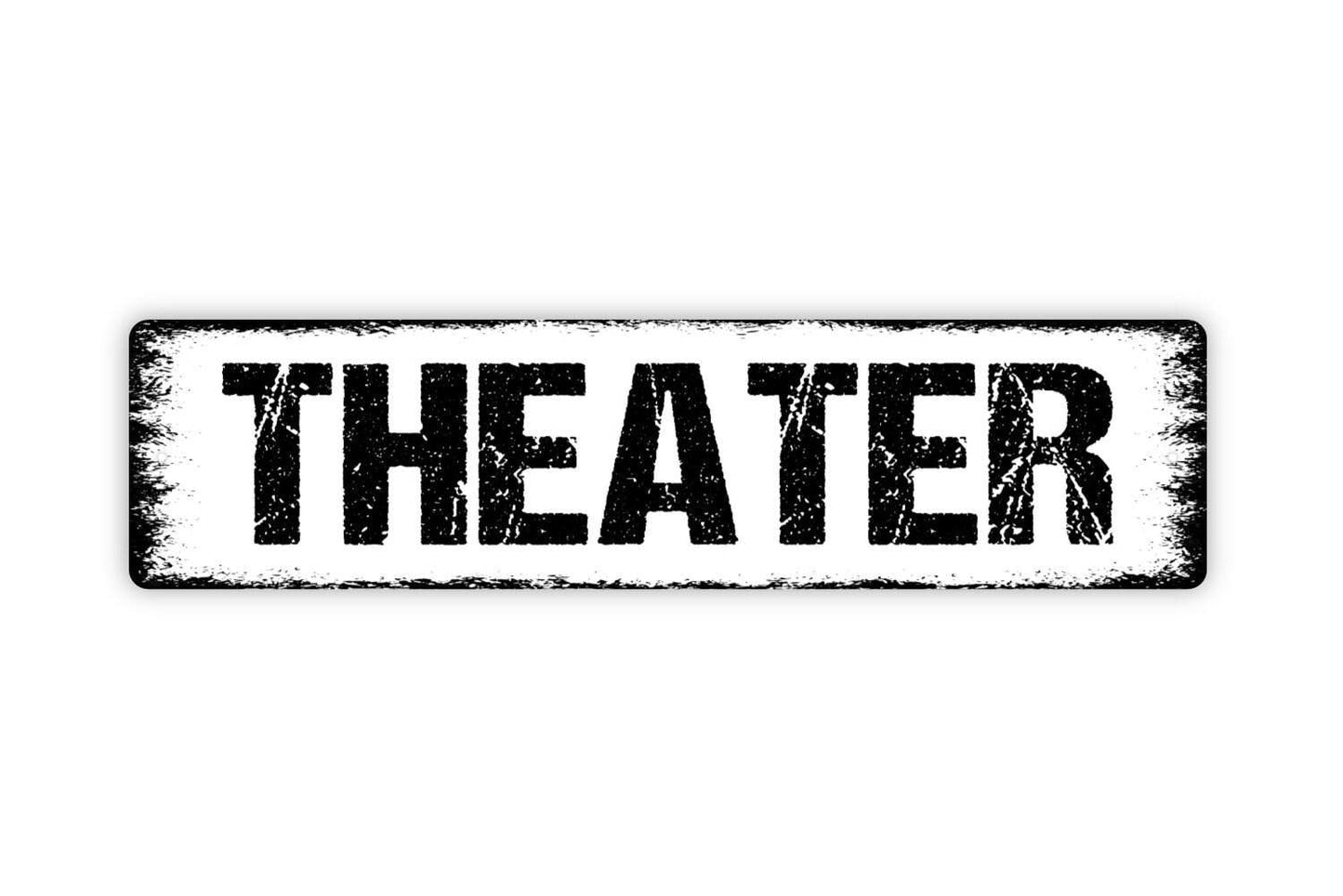 Theater Sign - Cinema Movies Video Popcorn Media Room Vinyl Sticker Or Street Metal Sign or Door Name Plate Plaque