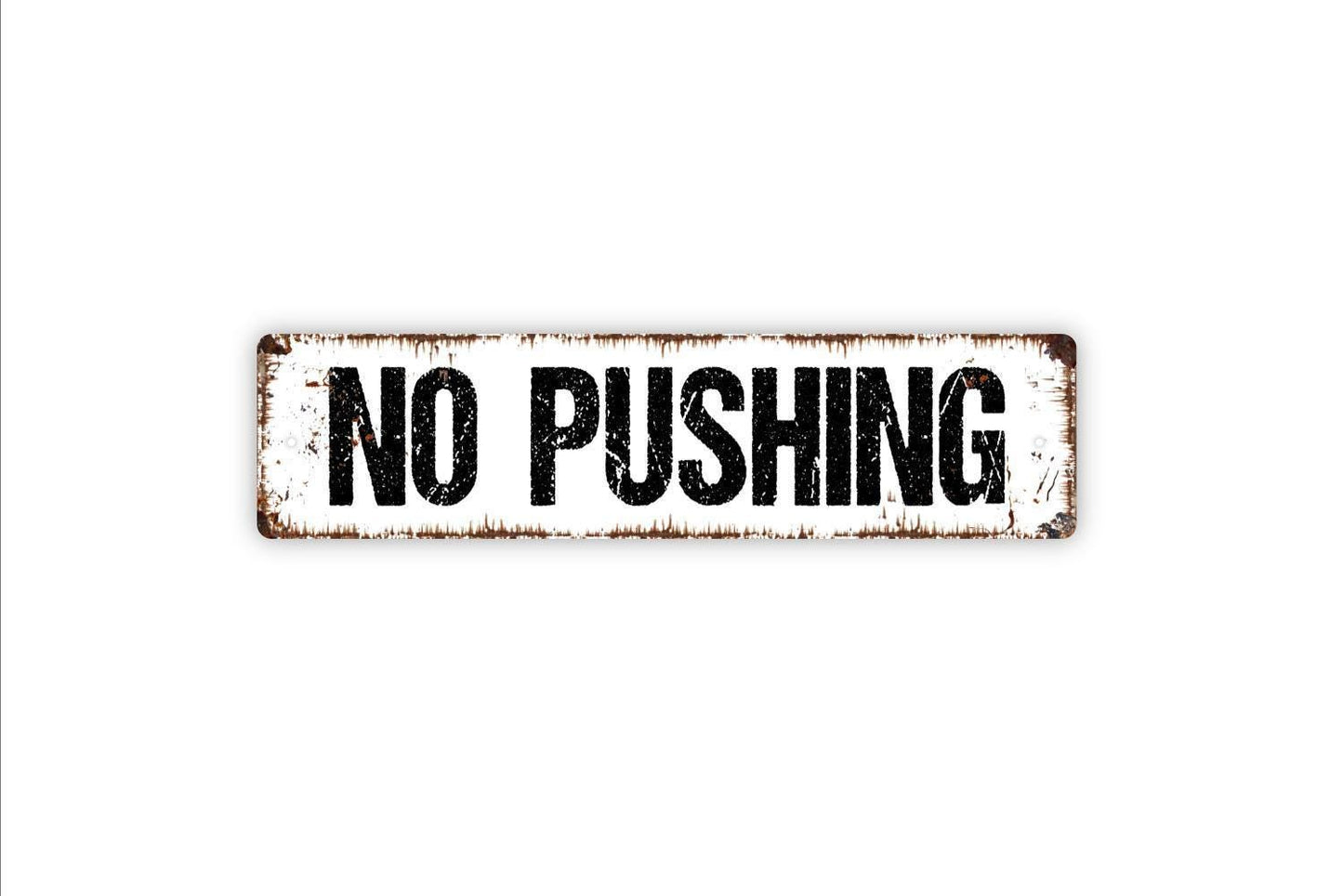 No Pushing Sign - Swimming Pool Rules Playground Rules Vinyl Sticker Or Street Metal Sign or Door Name Plate Plaque