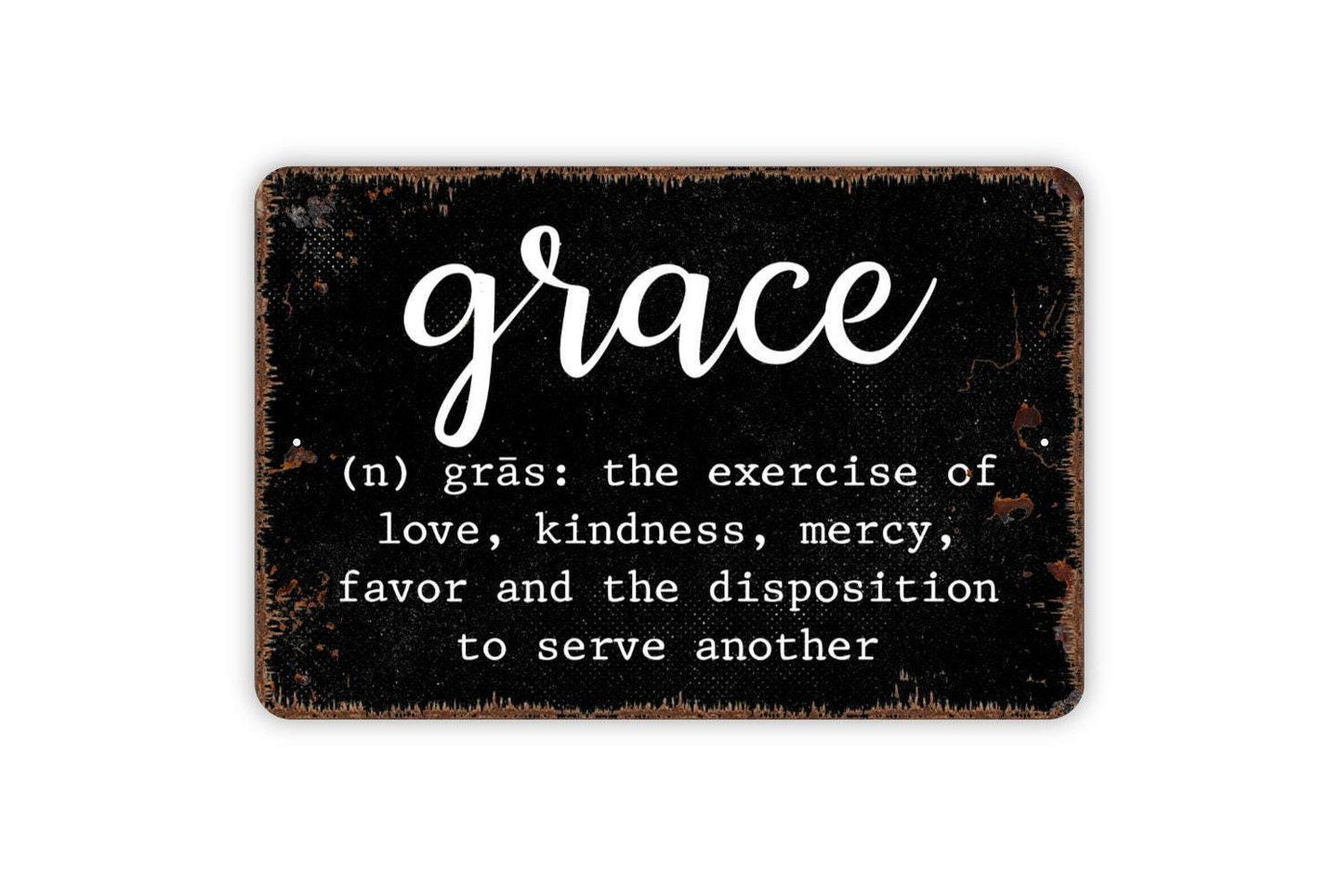 Grace Definition Sign - Inspirational Metal Indoor or Outdoor Wall Art