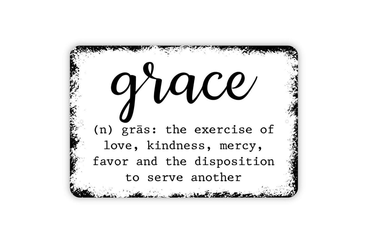 Grace Definition Sign - Inspirational Metal Indoor or Outdoor Wall Art