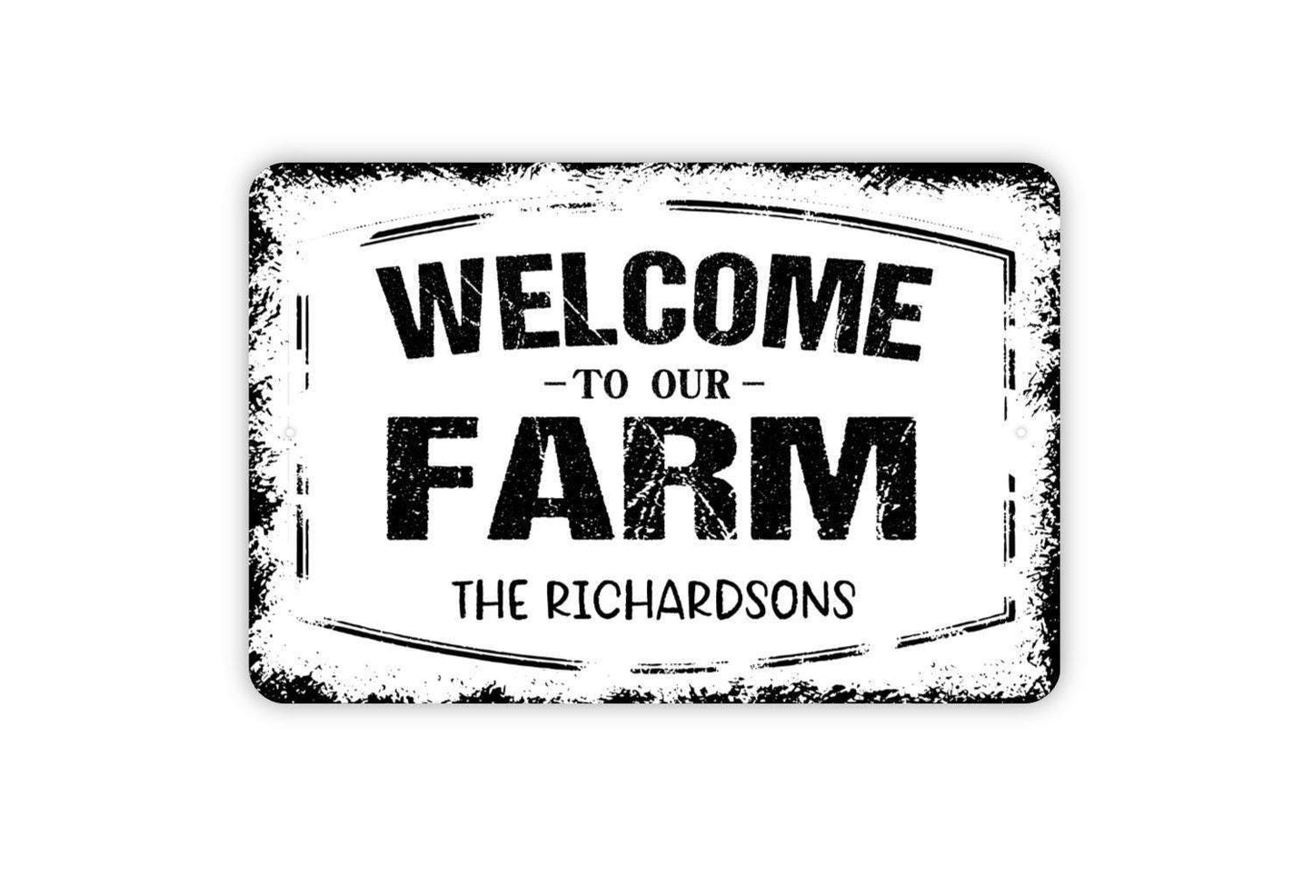 Personalized Welcome To Our Farm Sign - Custom Farmhouse Ranch Metal Wall Art Indoor Or Outdoor