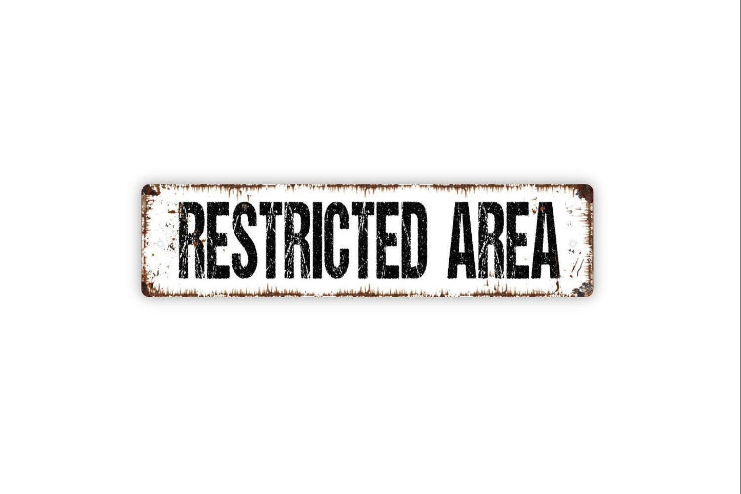 Restricted Area Sign - No Entry Private Property No Access No Trespassing Employee Only Rustic Street Metal Sign Or Door Name Plaque