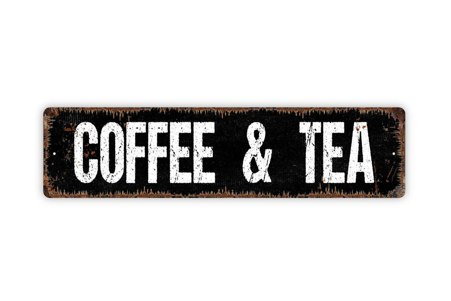Coffee and Tea Sign - Kitchen Metal Vinyl Sticker Or Street Sign or Door Name Plate Plaque