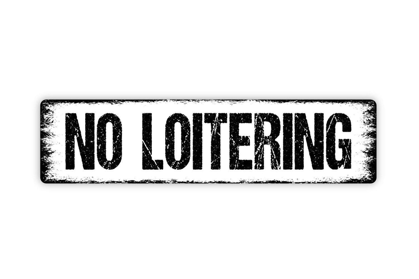 No Loitering Sign - No Public Restroom No Trespassing No Solicitation Vinyl Sticker Or Street Metal Sign or Door Name Plate Plaque