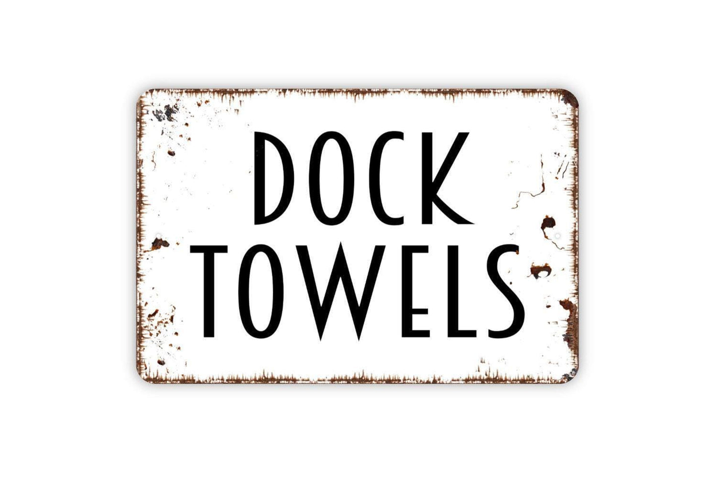 Dock Towels Sign | Rustic Lake House Wall Decor | Cabin or Lodge Wall Art | Custom Metal Sign or Vinyl Sticker | Waterfront Porch Sign