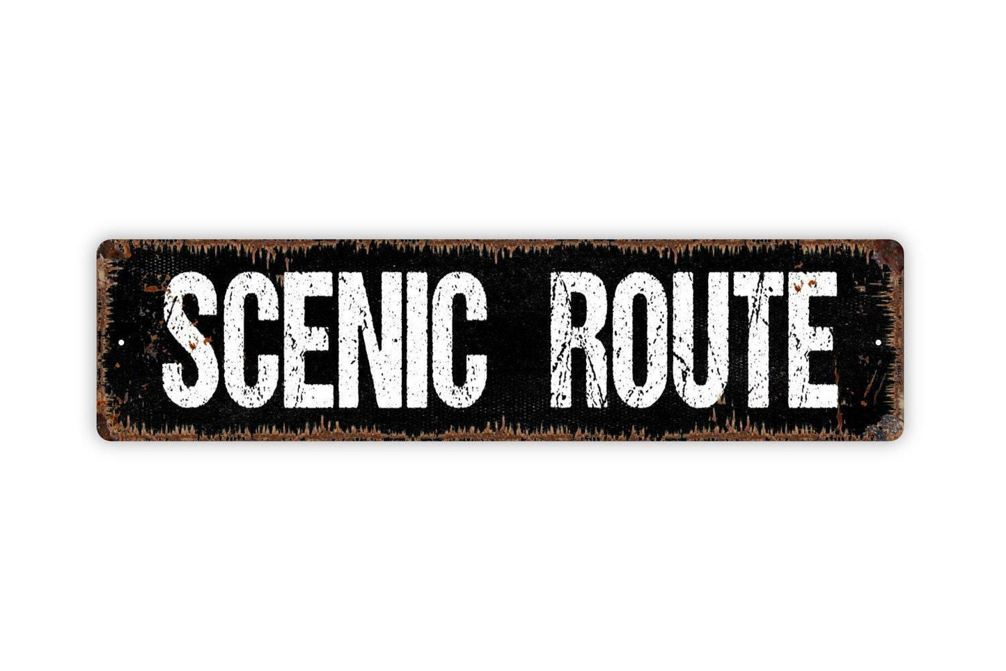 Scenic Route Sign | Rustic Cabin, RV, or Campsite Wall Décor | Adventure Travel Metal Sign or Vinyl Sticker Gift for Road Trip Lovers
