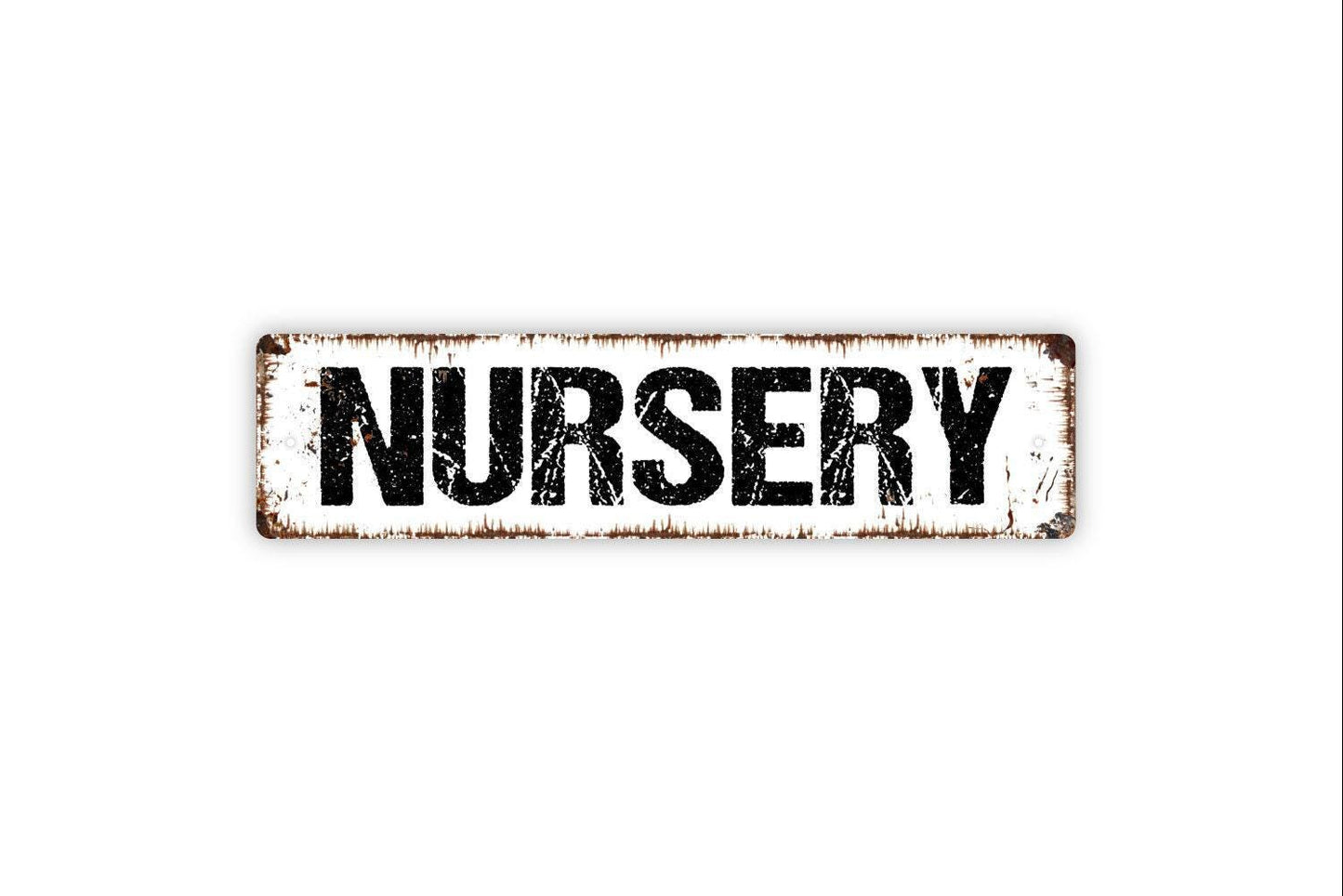 Nursery Sign – Baby Room Wall Decor – Gender Neutral Kids Bedroom Playroom Door Name Plaque – Cute Baby Shower Gift – Metal Sign or Sticker
