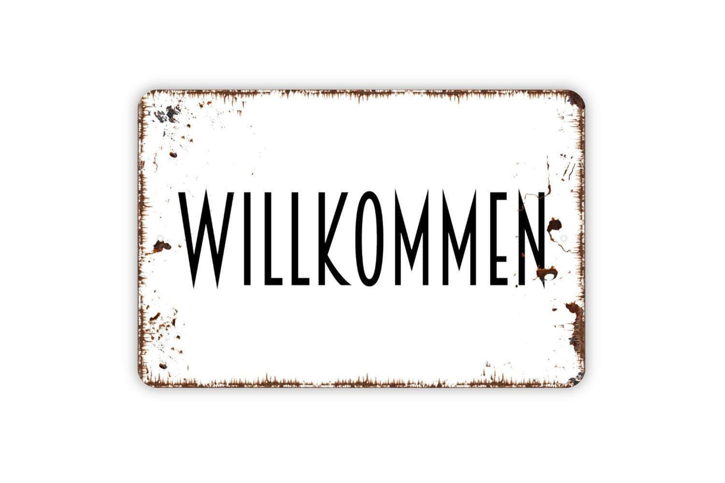 Willkommen Sign | German Welcome Wall Decor | Rustic Farmhouse Entryway Sign | Custom Metal Sign or Vinyl Sticker | Country Home Wall Art