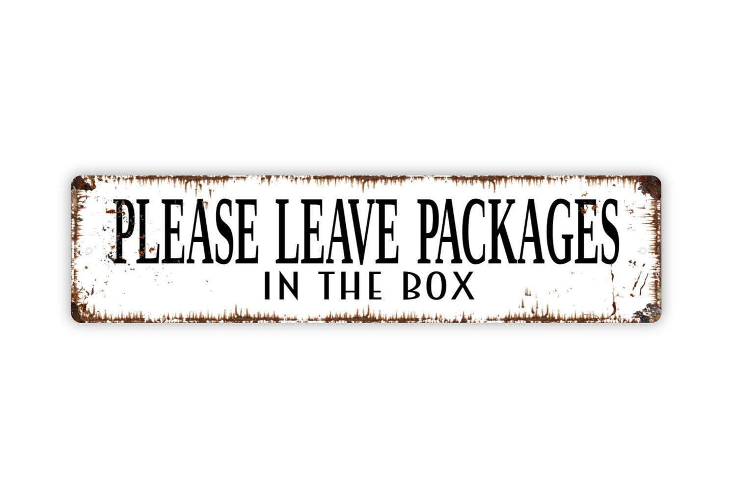 Please Leave Packages In The Box Sign | Rustic Delivery Wall Decor | Farmhouse Porch or Yard Sign | Custom Metal or Vinyl Sticker