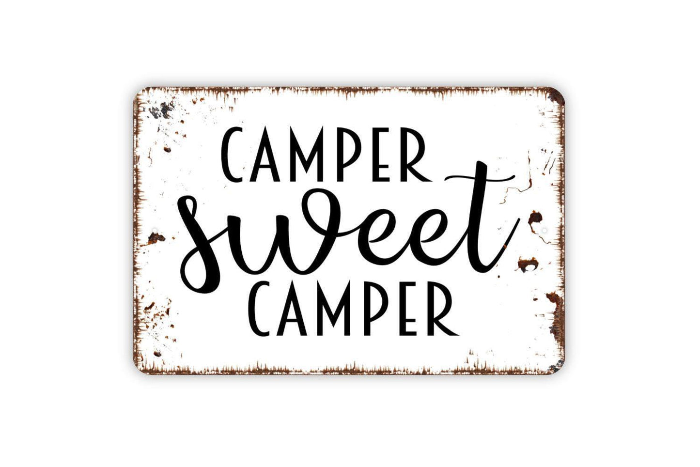 Camper Sweet Camper Sign | Rustic RV Wall Decor | Camping Family Wall Sign | Custom Metal Sign or Vinyl Sticker | Cabin or Campground Art