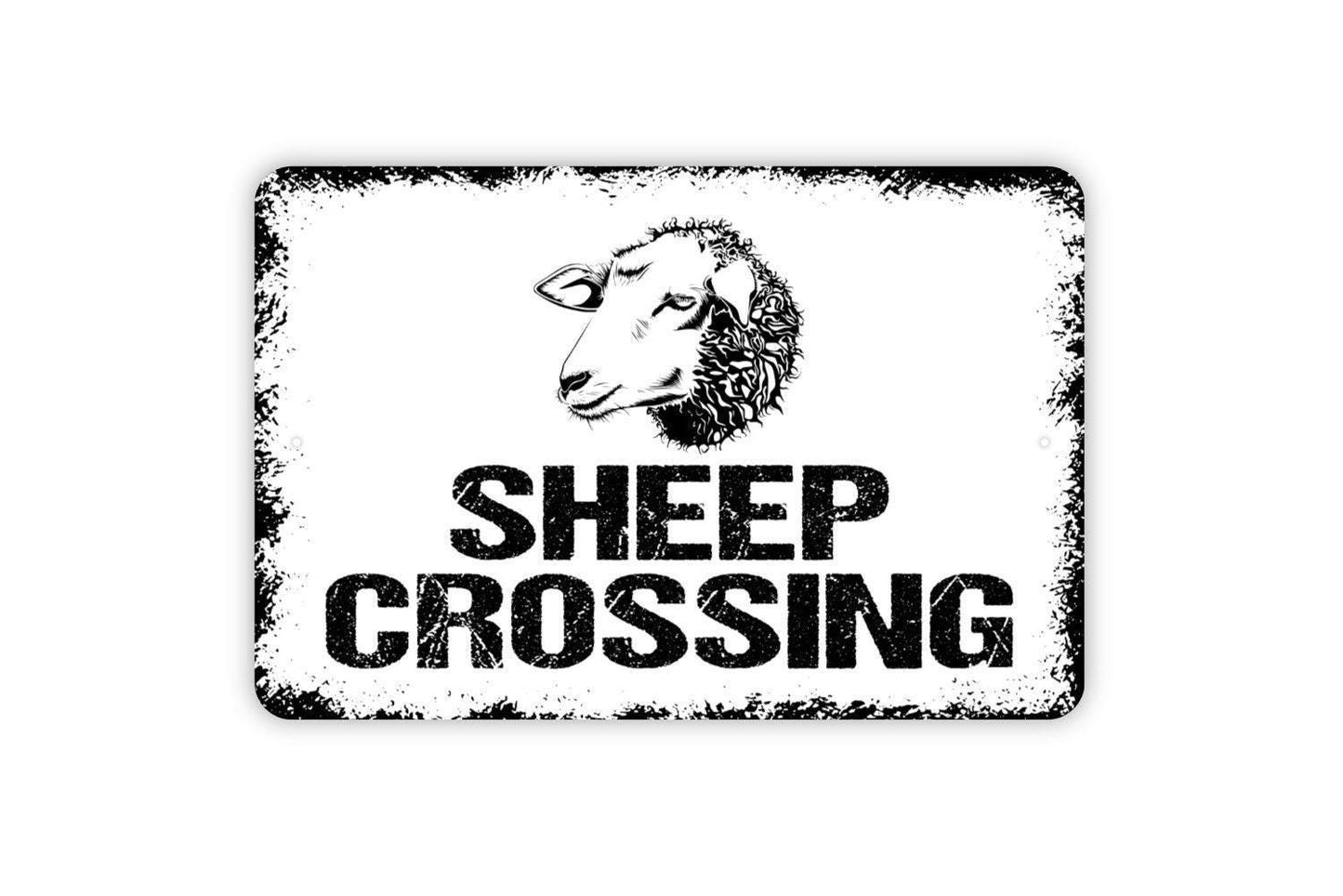 Sheep Crossing Sign - Lamb Farm Metal Wall Art - Indoor or Outdoor