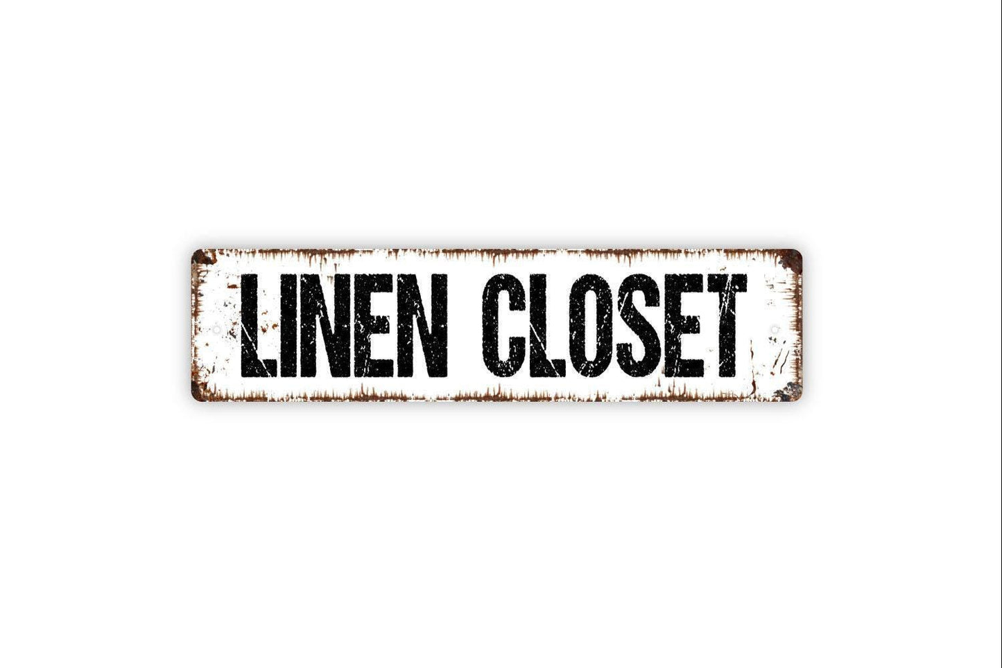Linen Closet Sign | Rustic Farmhouse Bathroom or Laundry Room Wall Sign | Country Style Metal Sign or Vinyl Sticker Home Organization Décor