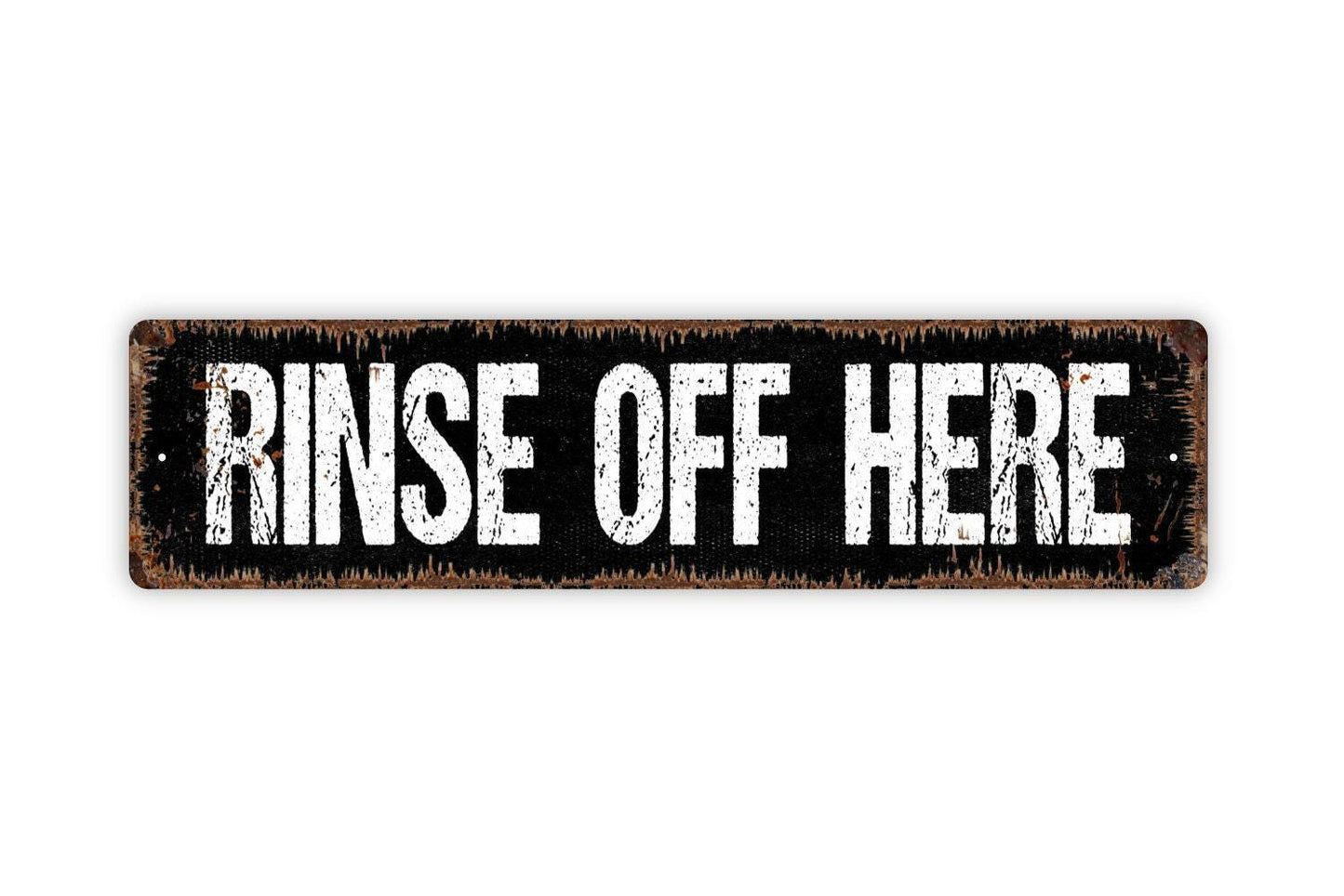 Rinse Off Here Sign - Beach Sand Swimming Pool Hot Tub Spa Shower Wash Vinyl Sticker Or Street Metal Sign or Door Name Plate Plaque