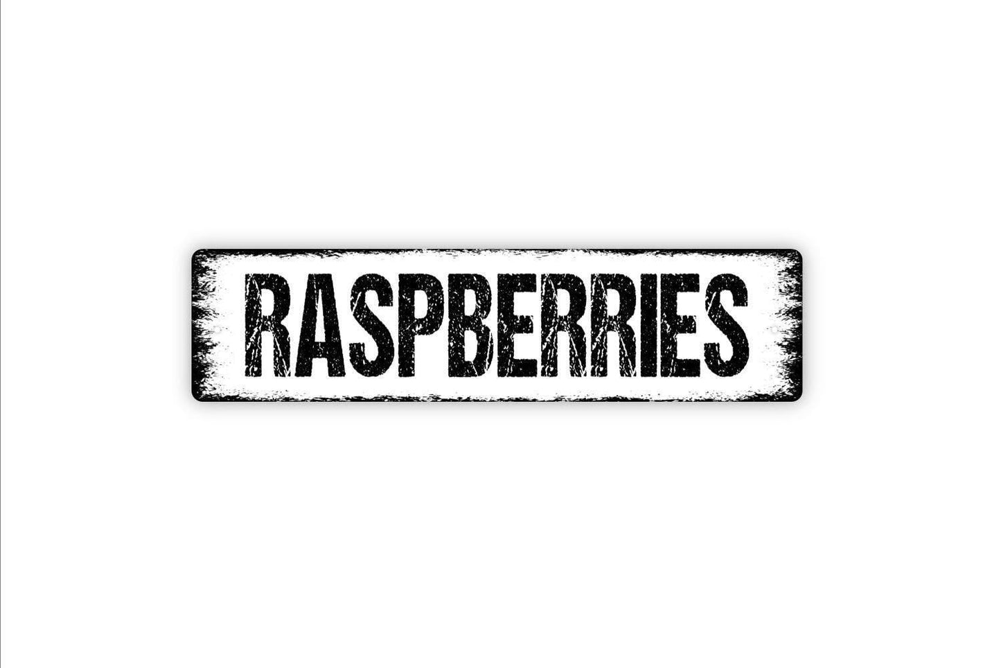 Raspberries Sign – Rustic Farmhouse Kitchen Wall Decor – Farmers Market or Garden Sign – Metal Sign or Vinyl Sticker