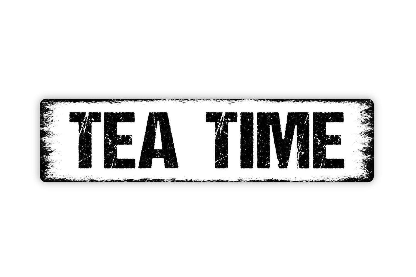 Tea Time Sign – Kitchen Wall Decor – Rustic Farmhouse Tea Bar Sign – Dining Room or Cafe Wall Art – Metal Sign or Vinyl Sticker