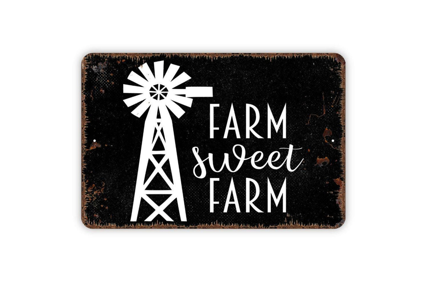 Farm Sweet Farm With Windmill Sign - Farmhouse Metal Wall Art - Indoor or Outdoor