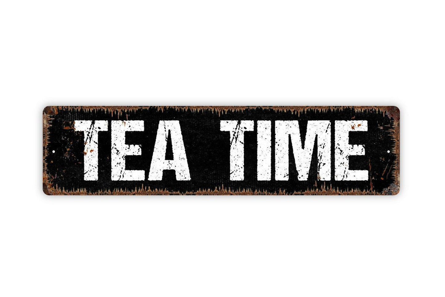 Tea Time Sign – Kitchen Wall Decor – Rustic Farmhouse Tea Bar Sign – Dining Room or Cafe Wall Art – Metal Sign or Vinyl Sticker